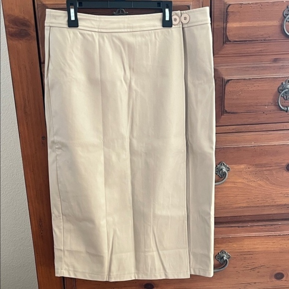 Kate Kasin Cream Wrap Pleather Skirt NWT